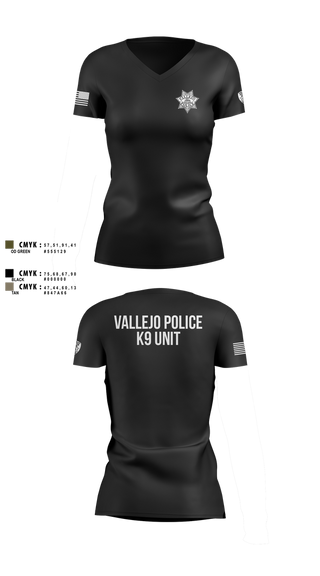 Womens Short Sleeve Vneck Shirt, Vallejo PD K9 Unit, , Teamtime, Team time, sublimation, custom sports apparel, team uniforms, spirit wear, spiritwear, sports uniforms, custom shirts, team store, custom team store, fundraiser sports, apparel fundraiser
