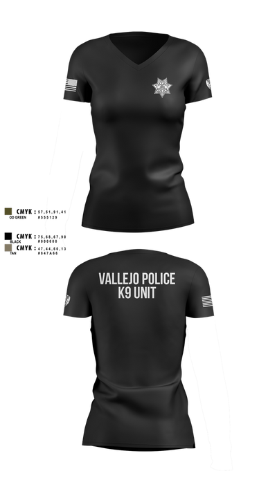 Vallejo PD K9 Unit 19509395 Women's Short Sleeve V-neck Shirt - 100