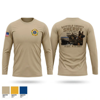 Long Sleeve Performance Shirt, Bayfield County Sheriff K9 Unit, Police, Teamtime, Team time, sublimation, custom sports apparel, team uniforms, spirit wear, spiritwear, sports uniforms, custom shirts, team store, custom team store, fundraiser sports, apparel fundraiser
