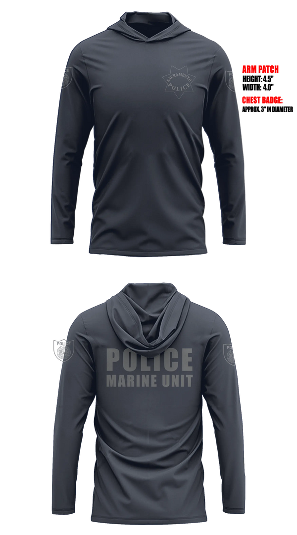 Sacramento Police Marine Unit Long Sleeve hooded sunshirt - 5