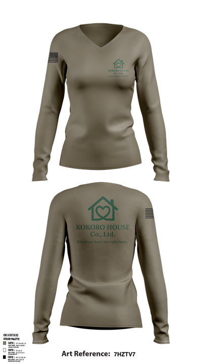 KOKOROHOUSE 58124370 Women's Long Sleeve V-neck Shirt - 1