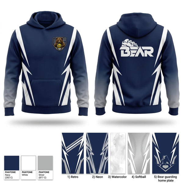 Hoodie, The Bear, Softball, Teamtime, Team time, sublimation, custom sports apparel, team uniforms, spirit wear, spiritwear, sports uniforms, custom shirts, team store, custom team store, fundraiser sports, apparel fundraiser