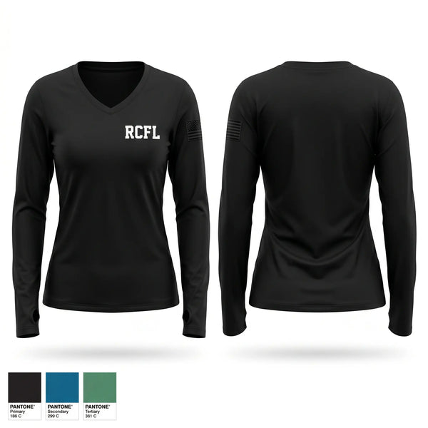 Womens Long Sleeve Vneck Shirt, RCFL, Police, Teamtime, Team time, sublimation, custom sports apparel, team uniforms, spirit wear, spiritwear, sports uniforms, custom shirts, team store, custom team store, fundraiser sports, apparel fundraiser