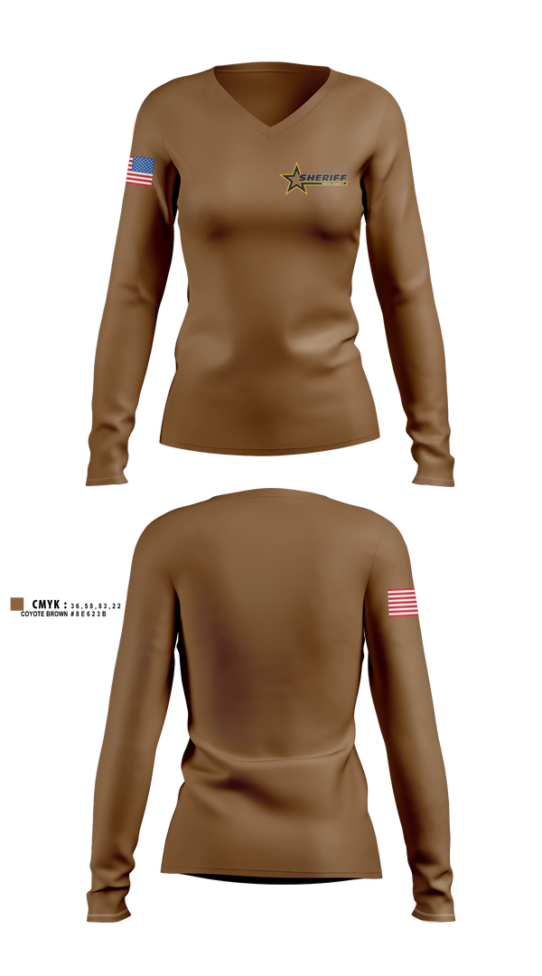 Womens Long Sleeve Vneck Shirt, Pepin County Sheriff's Office, Police, Teamtime, Team time, sublimation, custom sports apparel, team uniforms, spirit wear, spiritwear, sports uniforms, custom shirts, team store, custom team store, fundraiser sports, apparel fundraiser