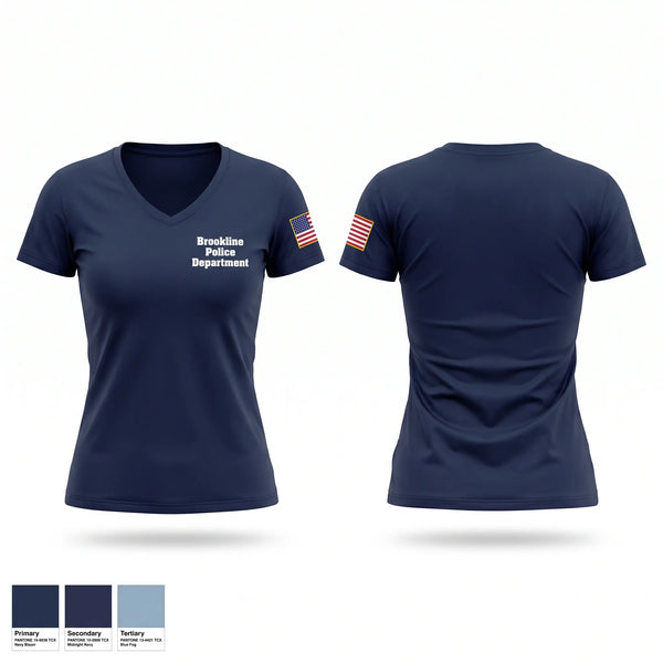 Brookline Police Department Women's Short Sleeve V-neck Shirt - 1
