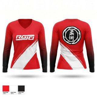 Womens Long Sleeve Vneck Shirt, LongShot Martial Arts, , Teamtime, Team time, sublimation, custom sports apparel, team uniforms, spirit wear, spiritwear, sports uniforms, custom shirts, team store, custom team store, fundraiser sports, apparel fundraiser