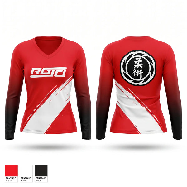 Womens Long Sleeve Vneck Shirt, LongShot Martial Arts, , Teamtime, Team time, sublimation, custom sports apparel, team uniforms, spirit wear, spiritwear, sports uniforms, custom shirts, team store, custom team store, fundraiser sports, apparel fundraiser