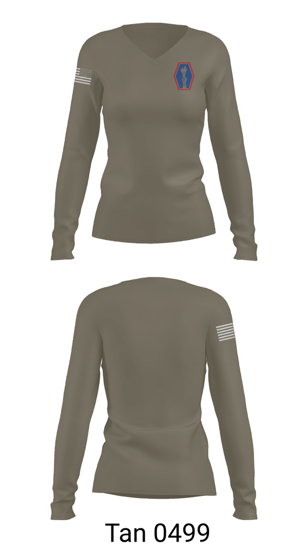 Womens Long Sleeve Vneck Shirt, 100th BN 442nd IN, , Teamtime, Team time, sublimation, custom sports apparel, team uniforms, spirit wear, spiritwear, sports uniforms, custom shirts, team store, custom team store, fundraiser sports, apparel fundraiser
