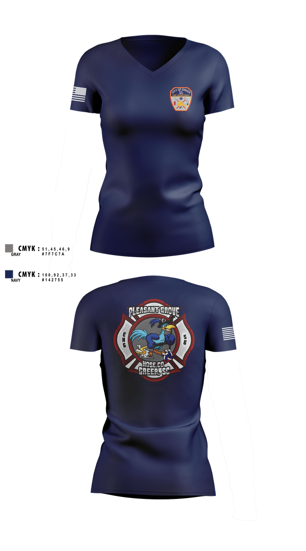 Womens Short Sleeve Vneck Shirt, City Of Greer FD, Fire Department, Teamtime, Team time, sublimation, custom sports apparel, team uniforms, spirit wear, spiritwear, sports uniforms, custom shirts, team store, custom team store, fundraiser sports, apparel fundraiser