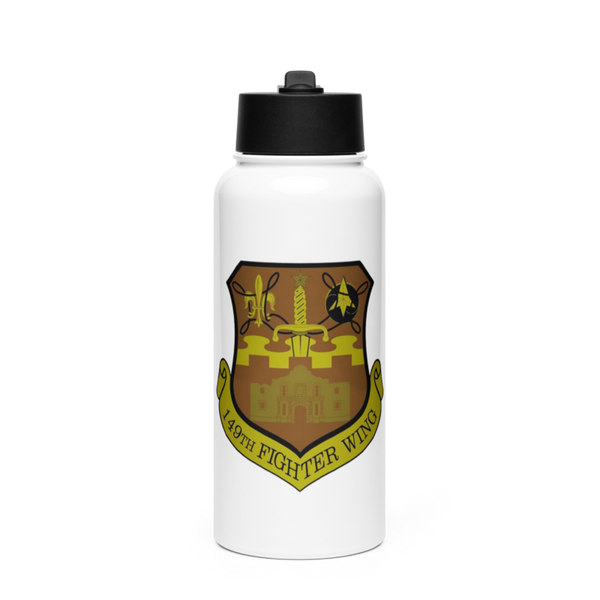149th fighter Squadron Lone Star Stainless Steel Water Bottle with a Straw Lid