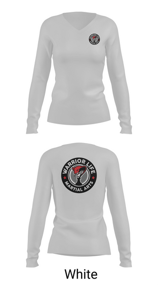 Womens Long Sleeve Vneck Shirt, Warrior Life Martial Arts, Wrestling, Teamtime, Team time, sublimation, custom sports apparel, team uniforms, spirit wear, spiritwear, sports uniforms, custom shirts, team store, custom team store, fundraiser sports, apparel fundraiser