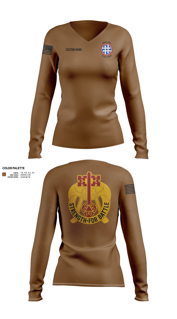 Womens Long Sleeve Vneck Shirt, 373rd CSSB, Army, Teamtime, Team time, sublimation, custom sports apparel, team uniforms, spirit wear, spiritwear, sports uniforms, custom shirts, team store, custom team store, fundraiser sports, apparel fundraiser