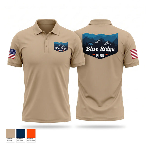 Short Sleeve Performance Polo, Blue Ridge Fire, Fire Department, Teamtime, Team time, sublimation, custom sports apparel, team uniforms, spirit wear, spiritwear, sports uniforms, custom shirts, team store, custom team store, fundraiser sports, apparel fundraiser
