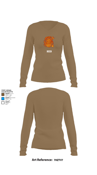 Womens Long Sleeve Vneck Shirt, BEER, Marines, Teamtime, Team time, sublimation, custom sports apparel, team uniforms, spirit wear, spiritwear, sports uniforms, custom shirts, team store, custom team store, fundraiser sports, apparel fundraiser
