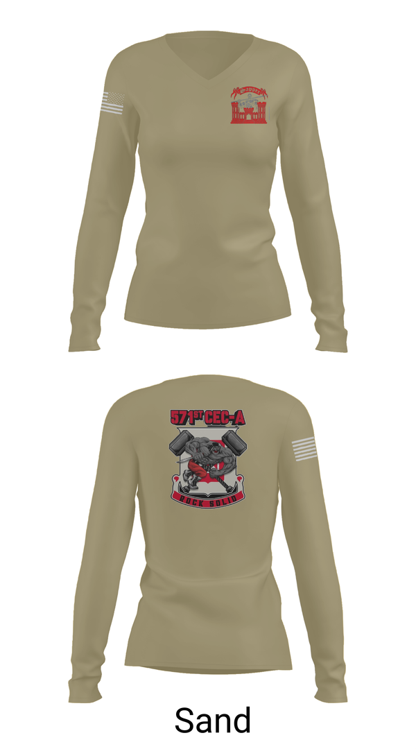Womens Long Sleeve Vneck Shirt, 571st CEC-A, , Teamtime, Team time, sublimation, custom sports apparel, team uniforms, spirit wear, spiritwear, sports uniforms, custom shirts, team store, custom team store, fundraiser sports, apparel fundraiser