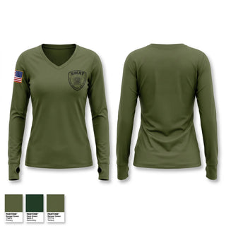 Womens Long Sleeve Vneck Shirt, Chicago Police SWAT, Police, Teamtime, Team time, sublimation, custom sports apparel, team uniforms, spirit wear, spiritwear, sports uniforms, custom shirts, team store, custom team store, fundraiser sports, apparel fundraiser
