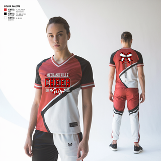 Womens Short Sleeve Vneck Shirt, Mechanicville High School Cheer, Cheer, Teamtime, Team time, sublimation, custom sports apparel, team uniforms, spirit wear, spiritwear, sports uniforms, custom shirts, team store, custom team store, fundraiser sports, apparel fundraiser