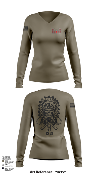 Womens Long Sleeve Vneck Shirt, 1221st Route Clearance Co., National Guard, Teamtime, Team time, sublimation, custom sports apparel, team uniforms, spirit wear, spiritwear, sports uniforms, custom shirts, team store, custom team store, fundraiser sports, apparel fundraiser