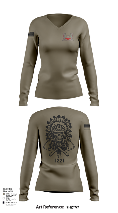 1221st Route Clearance Co. 10953211 Women's Long Sleeve V-neck Shirt - 101