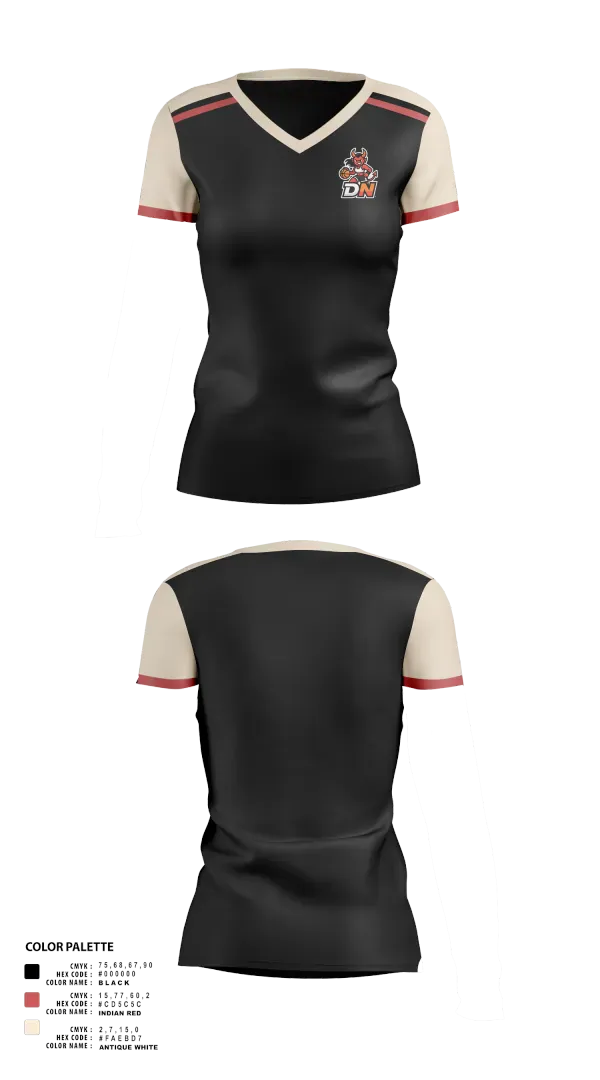 Womens Short Sleeve Vneck Shirt, Demon Nation, Women's Basketball, Teamtime, Team time, sublimation, custom sports apparel, team uniforms, spirit wear, spiritwear, sports uniforms, custom shirts, team store, custom team store, fundraiser sports, apparel fundraiser
