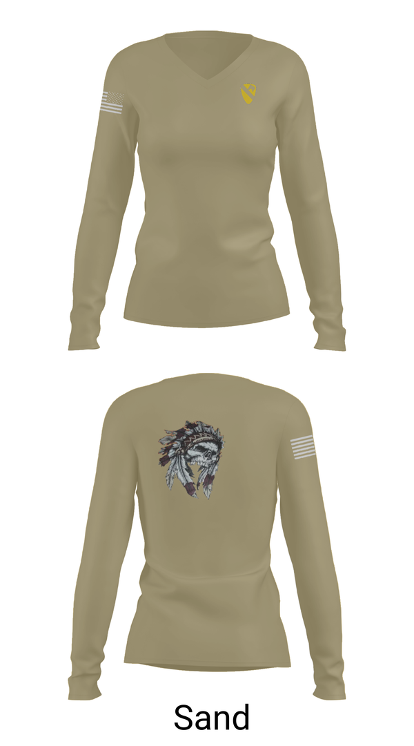 Womens Long Sleeve Vneck Shirt, 6-9 Cavalry Regiment, , Teamtime, Team time, sublimation, custom sports apparel, team uniforms, spirit wear, spiritwear, sports uniforms, custom shirts, team store, custom team store, fundraiser sports, apparel fundraiser