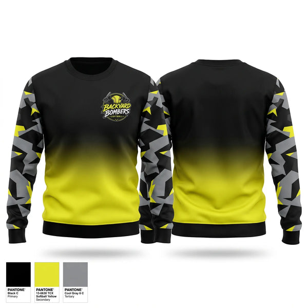 Crew Neck Sweatshirt, Backyard Bombers, Softball, Teamtime, Team time, sublimation, custom sports apparel, team uniforms, spirit wear, spiritwear, sports uniforms, custom shirts, team store, custom team store, fundraiser sports, apparel fundraiser
