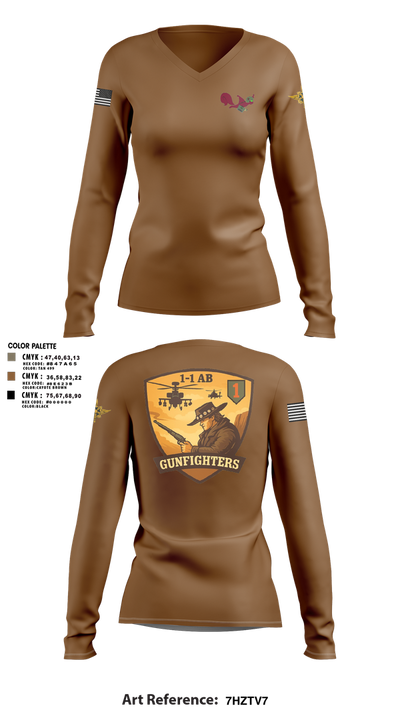 1-1 Attack Battalion, HHC, S2 65636649 Women's Long Sleeve V-neck Shirt - 101