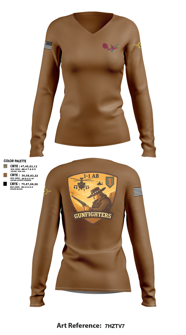 Womens Long Sleeve Vneck Shirt, 1-1 Attack Battalion, HHC, S2, Army, Teamtime, Team time, sublimation, custom sports apparel, team uniforms, spirit wear, spiritwear, sports uniforms, custom shirts, team store, custom team store, fundraiser sports, apparel fundraiser