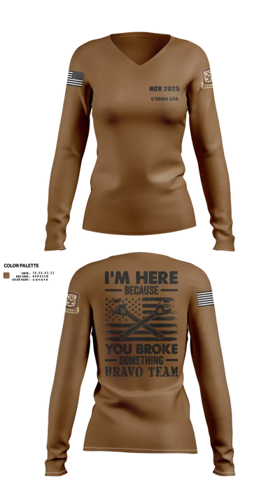 1/204th ADA 3113365 Women's Long Sleeve V-neck Shirt - 26