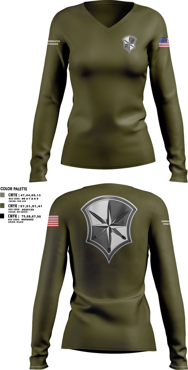 Womens Long Sleeve Vneck Shirt, AOSD, Army, Teamtime, Team time, sublimation, custom sports apparel, team uniforms, spirit wear, spiritwear, sports uniforms, custom shirts, team store, custom team store, fundraiser sports, apparel fundraiser