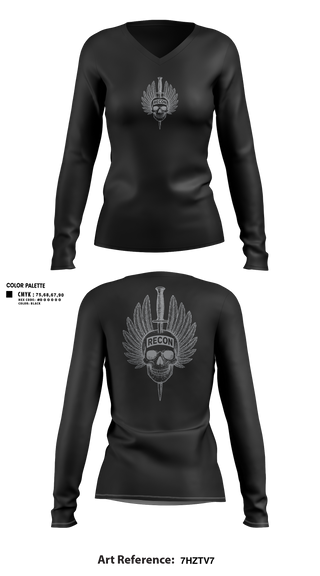 Womens Long Sleeve Vneck Shirt, HHC 1/109th INF, Army, Teamtime, Team time, sublimation, custom sports apparel, team uniforms, spirit wear, spiritwear, sports uniforms, custom shirts, team store, custom team store, fundraiser sports, apparel fundraiser