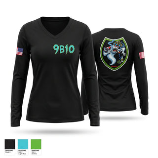 Womens Long Sleeve Vneck Shirt, 9POB, Army, Teamtime, Team time, sublimation, custom sports apparel, team uniforms, spirit wear, spiritwear, sports uniforms, custom shirts, team store, custom team store, fundraiser sports, apparel fundraiser