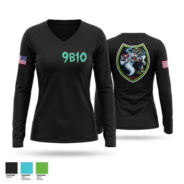 Womens Long Sleeve Vneck Shirt, 9POB, Army, Teamtime, Team time, sublimation, custom sports apparel, team uniforms, spirit wear, spiritwear, sports uniforms, custom shirts, team store, custom team store, fundraiser sports, apparel fundraiser