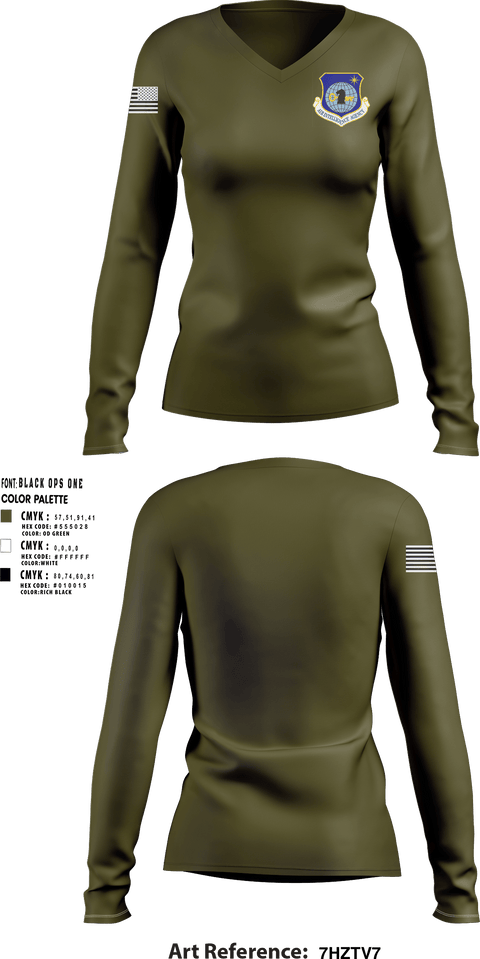 Women's Long Sleeve Vneck Shirt, 2036 OSS, Air Force, Teamtime, Team time, sublimation, custom sports apparel, team uniforms, spirit wear, spiritwear, sports uniforms, custom shirts, team store, custom team store, fundraiser sports, apparel fundraiser