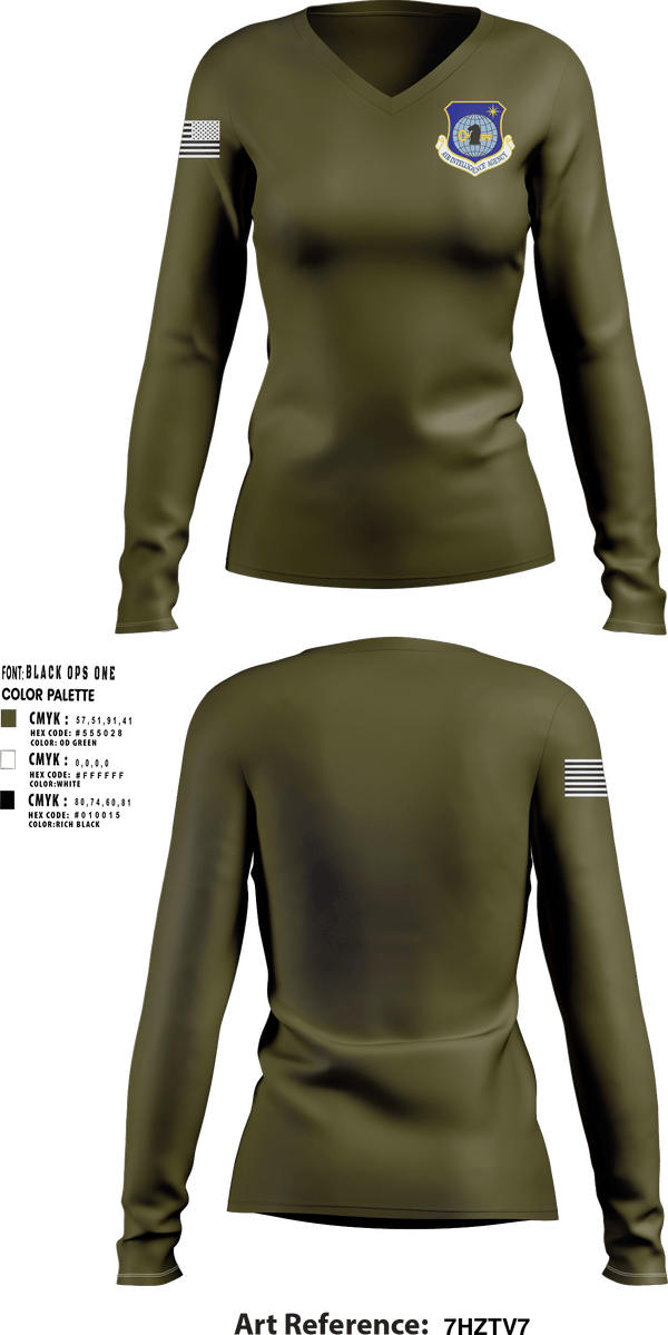 Women's Long Sleeve Vneck Shirt, 2036 OSS, Air Force, Teamtime, Team time, sublimation, custom sports apparel, team uniforms, spirit wear, spiritwear, sports uniforms, custom shirts, team store, custom team store, fundraiser sports, apparel fundraiser