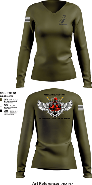 Women's Long Sleeve Vneck Shirt, Fox troop, Army, Teamtime, Team time, sublimation, custom sports apparel, team uniforms, spirit wear, spiritwear, sports uniforms, custom shirts, team store, custom team store, fundraiser sports, apparel fundraiser