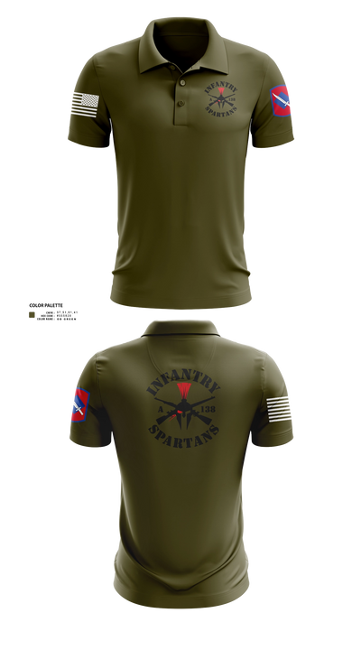 Alpha Company 1-138th Infantry Regiment 86891833 Short Sleeve Performance Polo - 201