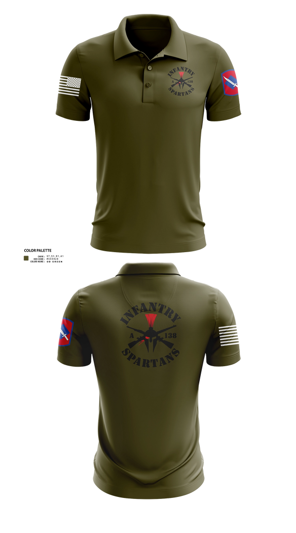 Short Sleeve Performance Polo, Alpha Company 1-138th Infantry Regiment, , Teamtime, Team time, sublimation, custom sports apparel, team uniforms, spirit wear, spiritwear, sports uniforms, custom shirts, team store, custom team store, fundraiser sports, apparel fundraiser