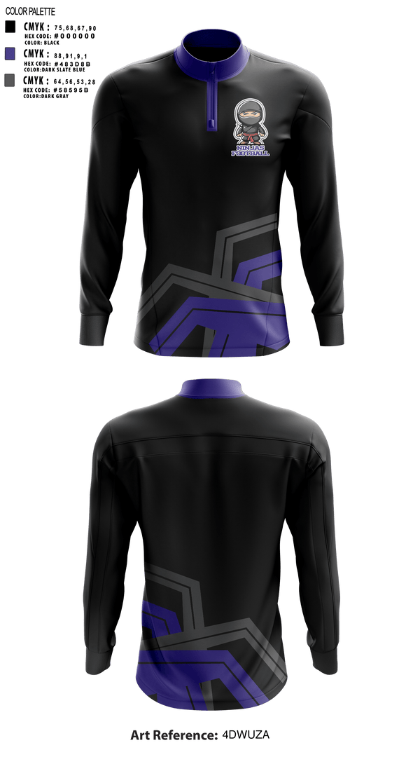 Quarter Zip Jacket, Ninjas, Football, Teamtime, Team time, sublimation, custom sports apparel, team uniforms, spirit wear, spiritwear, sports uniforms, custom shirts, team store, custom team store, fundraiser sports, apparel fundraiser
