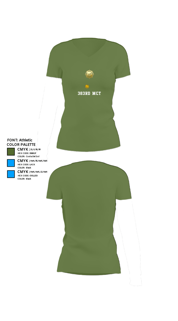 Women's Short Sleeve Vneck Shirt, 383rd MCT, Army, Teamtime, Team time, sublimation, custom sports apparel, team uniforms, spirit wear, spiritwear, sports uniforms, custom shirts, team store, custom team store, fundraiser sports, apparel fundraiser