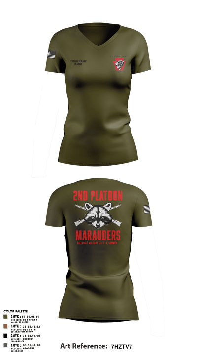 Charger Co. / 2-112th Infantry Battalion 37738588 Women's Short Sleeve V-neck Shirt - 71