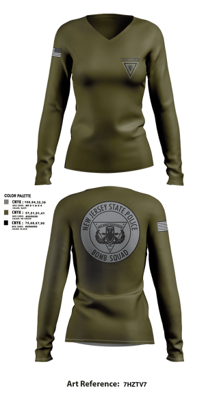 Women's Long Sleeve Vneck Shirt, NJSP BOMB UNIT, , Teamtime, Team time, sublimation, custom sports apparel, team uniforms, spirit wear, spiritwear, sports uniforms, custom shirts, team store, custom team store, fundraiser sports, apparel fundraiser