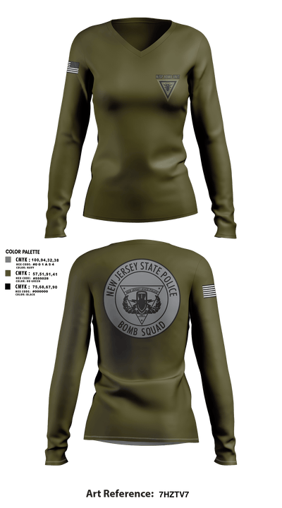 NJSP BOMB UNIT 44514852 Women's Long Sleeve V-neck Shirt - 192