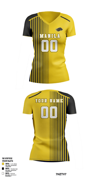 Women's Short Sleeve Vneck Shirt, Manila Middle School Volleyball, Women's Volleyball, Teamtime, Team time, sublimation, custom sports apparel, team uniforms, spirit wear, spiritwear, sports uniforms, custom shirts, team store, custom team store, fundraiser sports, apparel fundraiser