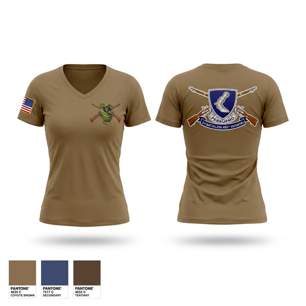 Womens Short Sleeve Vneck Shirt, 3/485th IN BN VIPERS, Army, Teamtime, Team time, sublimation, custom sports apparel, team uniforms, spirit wear, spiritwear, sports uniforms, custom shirts, team store, custom team store, fundraiser sports, apparel fundraiser