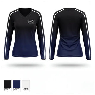 Womens Long Sleeve Vneck Shirt, Best Pro Security, , Teamtime, Team time, sublimation, custom sports apparel, team uniforms, spirit wear, spiritwear, sports uniforms, custom shirts, team store, custom team store, fundraiser sports, apparel fundraiser