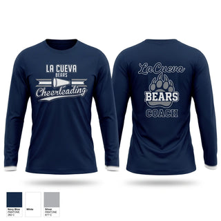 Long Sleeve Performance Shirt, La Cueva, Cheer, Teamtime, Team time, sublimation, custom sports apparel, team uniforms, spirit wear, spiritwear, sports uniforms, custom shirts, team store, custom team store, fundraiser sports, apparel fundraiser