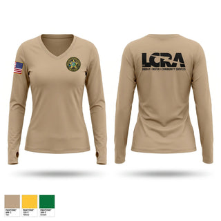 Womens Long Sleeve Vneck Shirt, LOWER COLORADO RIVER AUTHORITY, Police, Teamtime, Team time, sublimation, custom sports apparel, team uniforms, spirit wear, spiritwear, sports uniforms, custom shirts, team store, custom team store, fundraiser sports, apparel fundraiser