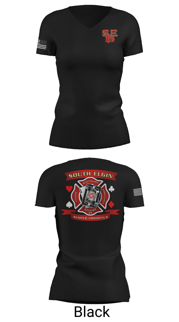 Womens Short Sleeve Vneck Shirt, SEFD station 21 Blackjack, Fire Department, Teamtime, Team time, sublimation, custom sports apparel, team uniforms, spirit wear, spiritwear, sports uniforms, custom shirts, team store, custom team store, fundraiser sports, apparel fundraiser