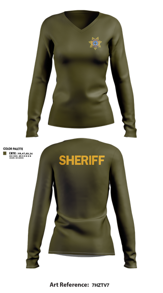 Womens Long Sleeve Vneck Shirt, Clinton County Sheriff's Office, Police, Teamtime, Team time, sublimation, custom sports apparel, team uniforms, spirit wear, spiritwear, sports uniforms, custom shirts, team store, custom team store, fundraiser sports, apparel fundraiser